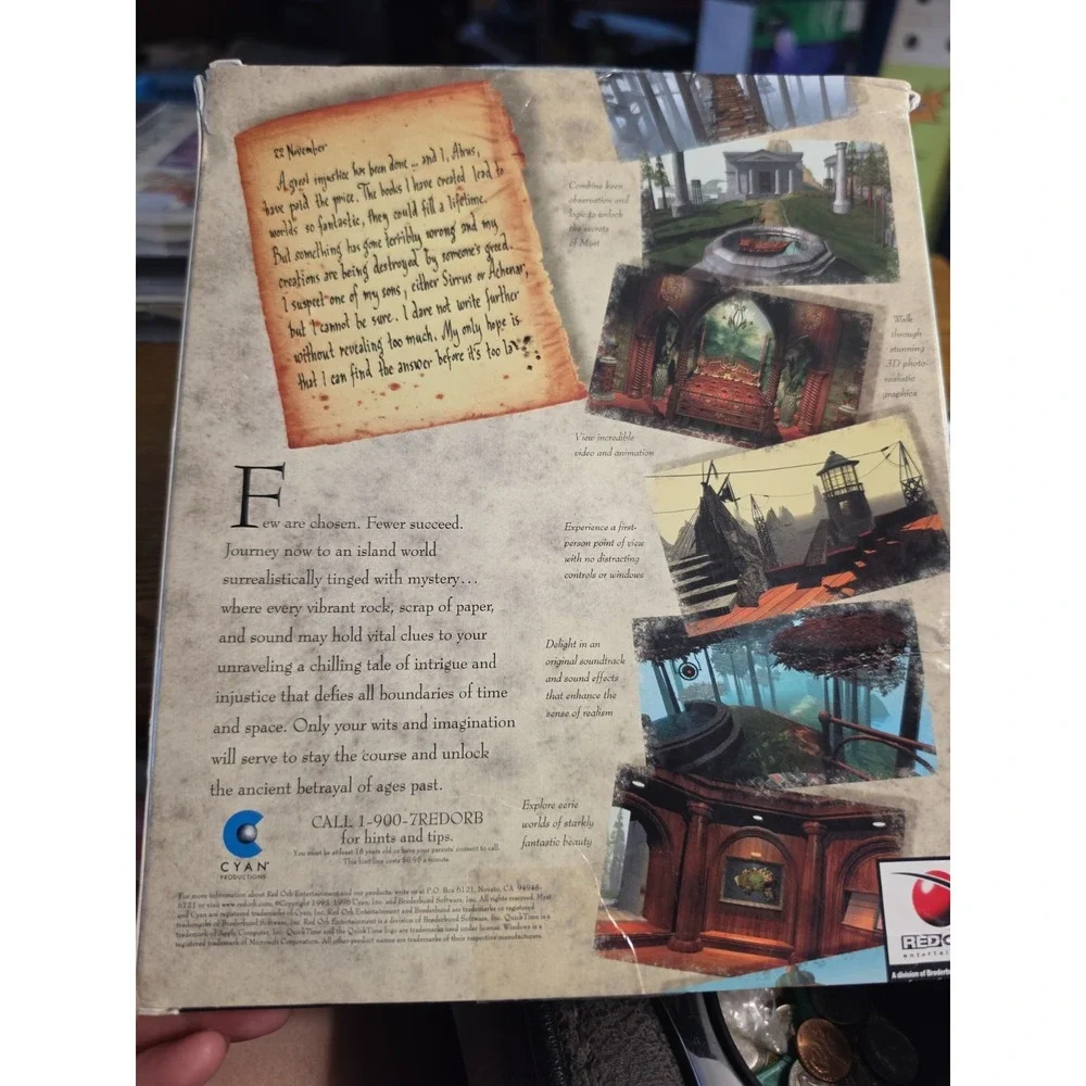 Vintage Myst CD-ROM for Windows 3.1 & Win 95 Big Box PC Game 1996 Or 1997